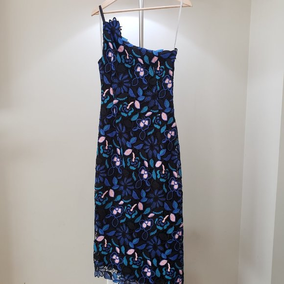 Platinum Laundry by Shelli Segal One Shoulder Asymmetrical Lace Dress - Picture 2 of 3